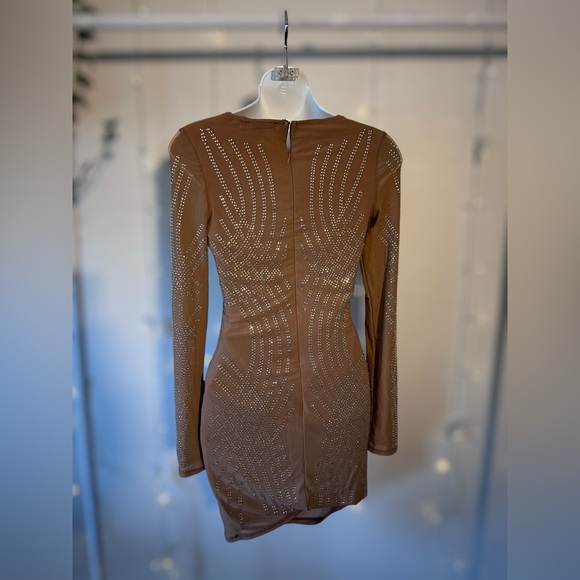 Rhinestone Long Sleeve Body-con mini dress size small - Picture 3 of 7